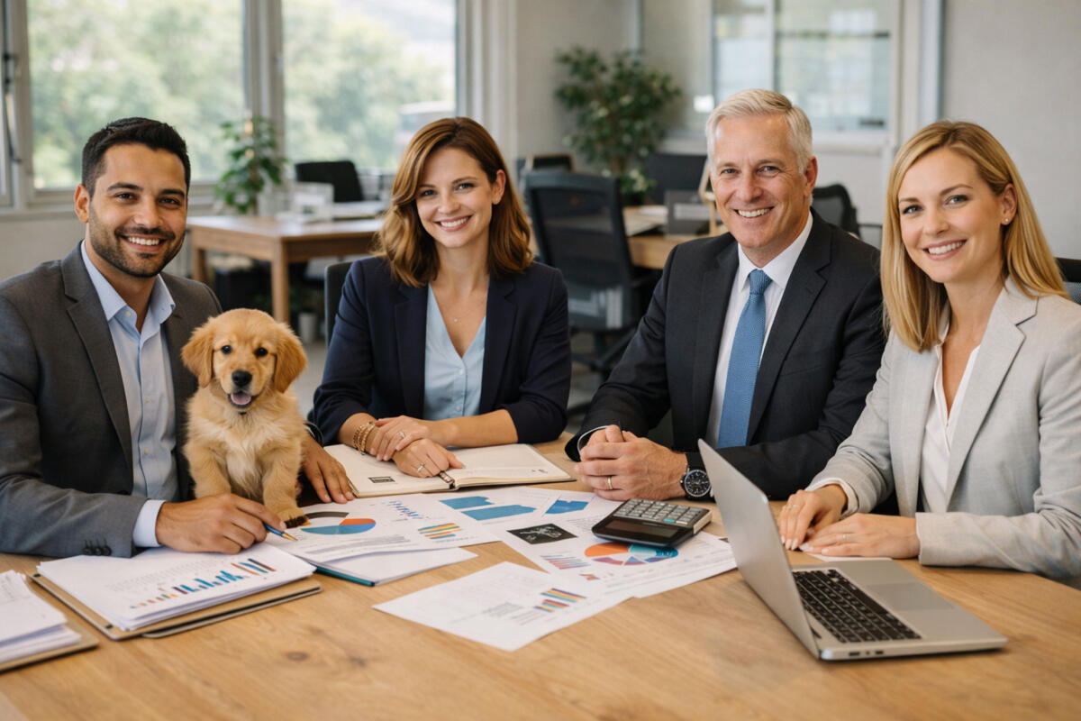 Small Business Owners Discussing Super Compliance Group of small business owners and managers discussing superannuation compliance and unpaid super issues around a table.